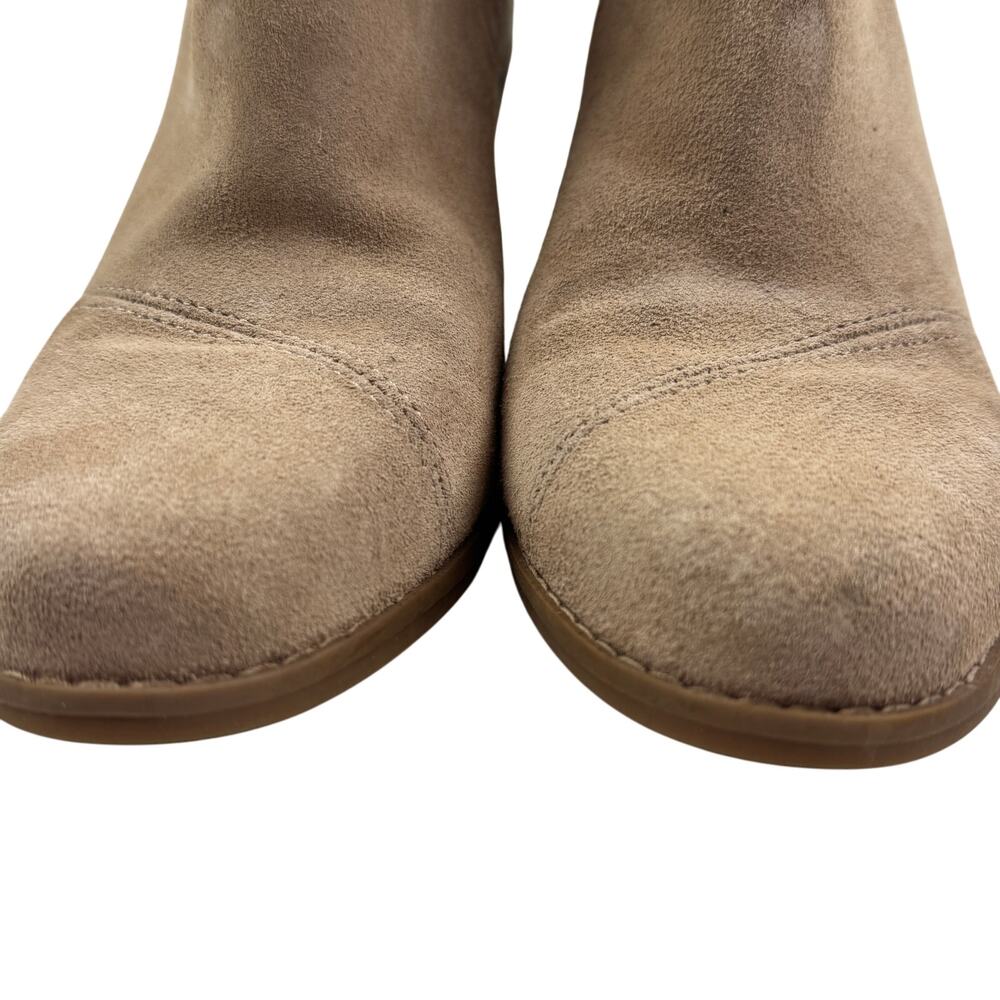 TOMS Beige Neutral Classic Suede Side Zipper Wedge Booties Women's Size 8.5 - Picture 3 of 10